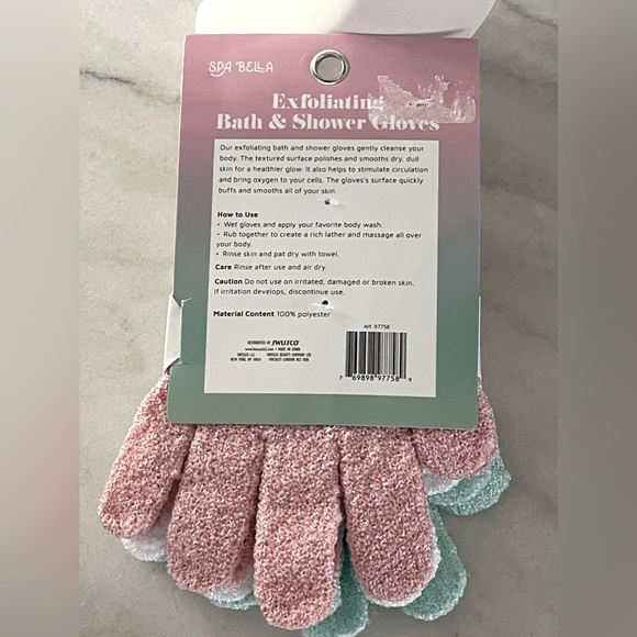 3 PK SPA BELLA EXFOLIATING BATH & SHOWER GLOVES NEW - Picture 2 of 2